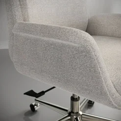 Modern Comfort Pizana Bouclé Fabric High-Back Executive Office Chair, Light Sand/Brushed Nickel, BIFMA Compliant