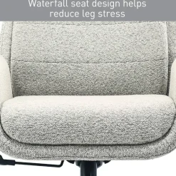 Modern Comfort Pizana Bouclé Fabric High-Back Executive Office Chair, Light Sand/Brushed Nickel, BIFMA Compliant