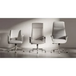 Modern Comfort Pizana Bouclé Fabric High-Back Executive Office Chair, Light Sand/Brushed Nickel, BIFMA Compliant