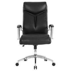Modern Comfort Verismo Bonded Leather High-Back Executive Office Chair, Black/Chrome, BIFMA Compliant