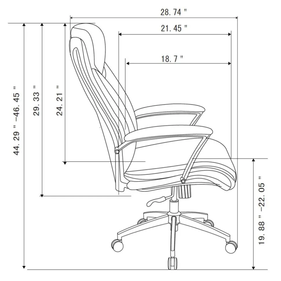 Modern Comfort Verismo Bonded Leather High-Back Executive Office Chair, Brown/Chrome, BIFMA Compliant
