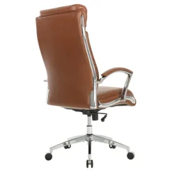 Modern Comfort Verismo Bonded Leather High-Back Executive Office Chair, Brown/Chrome, BIFMA Compliant