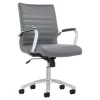 Modern Comfort Winsley Bonded Leather Mid-Back Manager Office Chair, Gray/Chrome, BIFMA Compliant