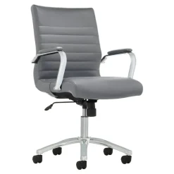 Modern Comfort Winsley Bonded Leather Mid-Back Manager Office Chair, Gray/Chrome, BIFMA Compliant