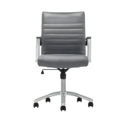 Modern Comfort Winsley Bonded Leather Mid-Back Manager Office Chair, Gray/Chrome, BIFMA Compliant