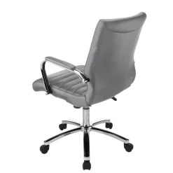 Modern Comfort Winsley Bonded Leather Mid-Back Manager Office Chair, Gray/Chrome, BIFMA Compliant