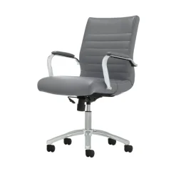 Modern Comfort Winsley Bonded Leather Mid-Back Manager Office Chair, Gray/Chrome, BIFMA Compliant