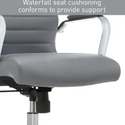 Modern Comfort Winsley Bonded Leather Mid-Back Manager Office Chair, Gray/Chrome, BIFMA Compliant