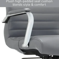 Modern Comfort Winsley Bonded Leather Mid-Back Manager Office Chair, Gray/Chrome, BIFMA Compliant