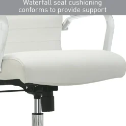 Modern Comfort Winsley Bonded Leather Mid-Back Manager Office Chair, White/Silver, BIFMA Compliant