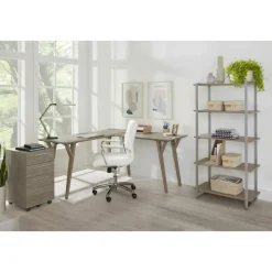Modern Comfort Winsley Bonded Leather Mid-Back Manager Office Chair, White/Silver, BIFMA Compliant