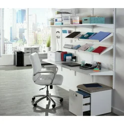 Modern Comfort Winsley Bonded Leather Mid-Back Manager Office Chair, White/Silver, BIFMA Compliant