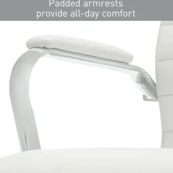 Modern Comfort Winsley Bonded Leather Mid-Back Manager Office Chair, White/Silver, BIFMA Compliant