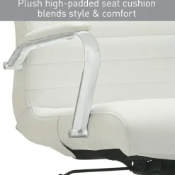 Modern Comfort Winsley Bonded Leather Mid-Back Manager Office Chair, White/Silver, BIFMA Compliant