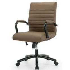 Modern Comfort Winsley Bonded Leather Mid-Back Manager Office Chair, Brown/Black, BIFMA Compliant