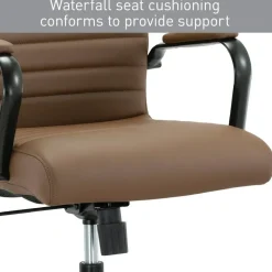 Modern Comfort Winsley Bonded Leather Mid-Back Manager Office Chair, Brown/Black, BIFMA Compliant