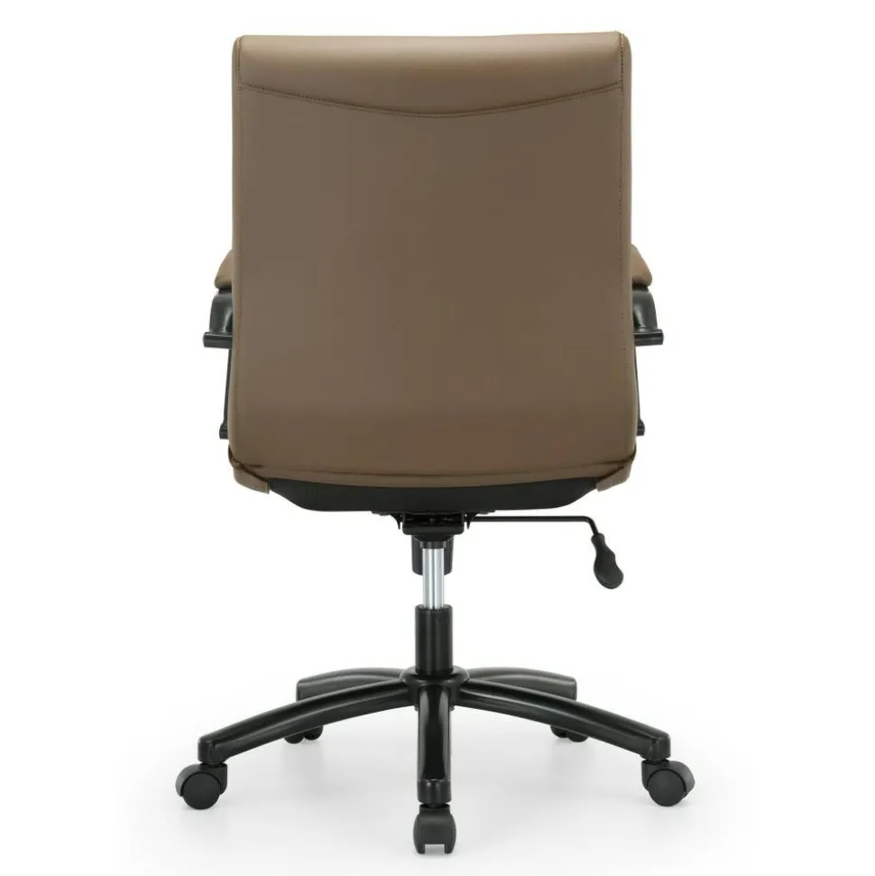 Modern Comfort Winsley Bonded Leather Mid-Back Manager Office Chair, Brown/Black, BIFMA Compliant