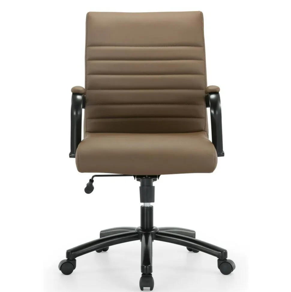Modern Comfort Winsley Bonded Leather Mid-Back Manager Office Chair, Brown/Black, BIFMA Compliant