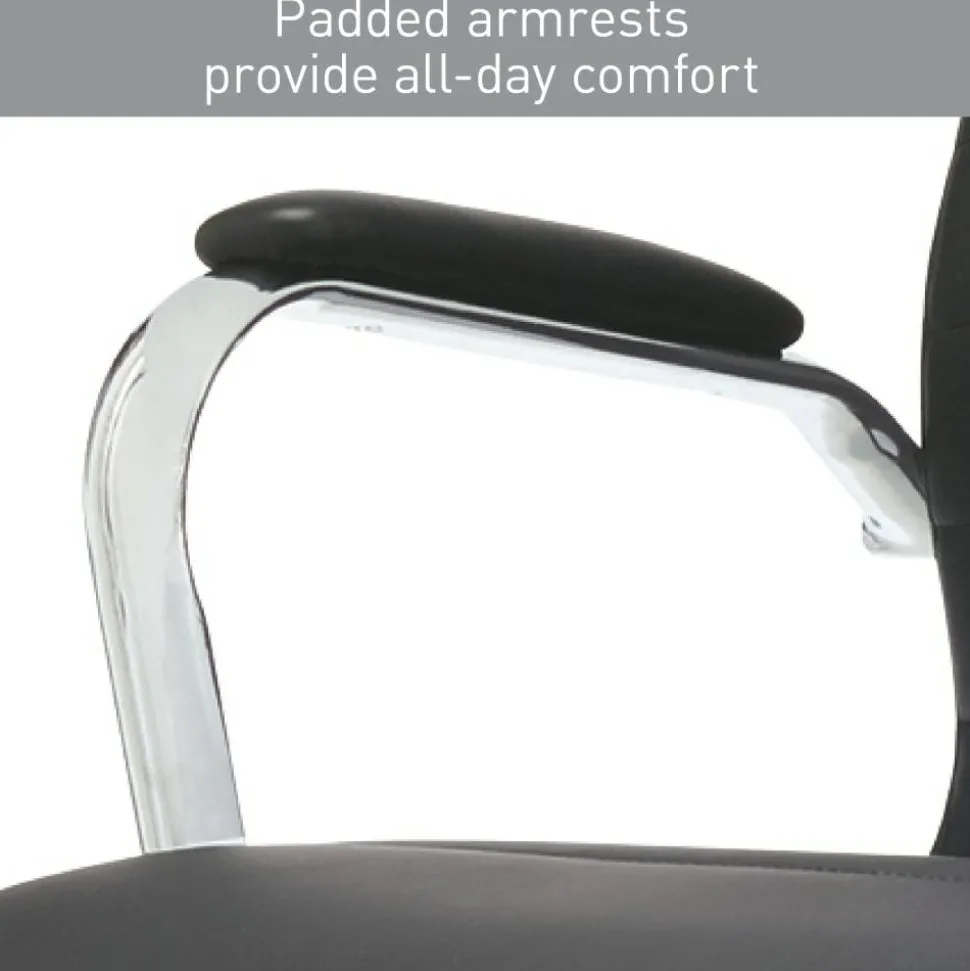 Modern Comfort Winsley Bonded Leather Mid-Back Manager Office Chair, Black/Silver, BIFMA Compliant