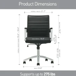 Modern Comfort Winsley Bonded Leather Mid-Back Manager Office Chair, Black/Silver, BIFMA Compliant