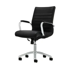 Modern Comfort Winsley Bonded Leather Mid-Back Manager Office Chair, Black/Silver, BIFMA Compliant