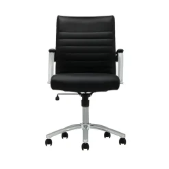 Modern Comfort Winsley Bonded Leather Mid-Back Manager Office Chair, Black/Silver, BIFMA Compliant