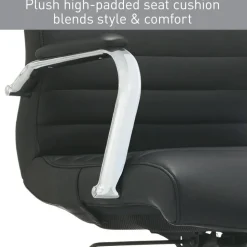 Modern Comfort Winsley Bonded Leather Mid-Back Manager Office Chair, Black/Silver, BIFMA Compliant