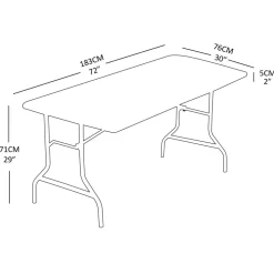 Molded Plastic Top Folding Table, 29"H x 72"W x 30"D, Gray Granite