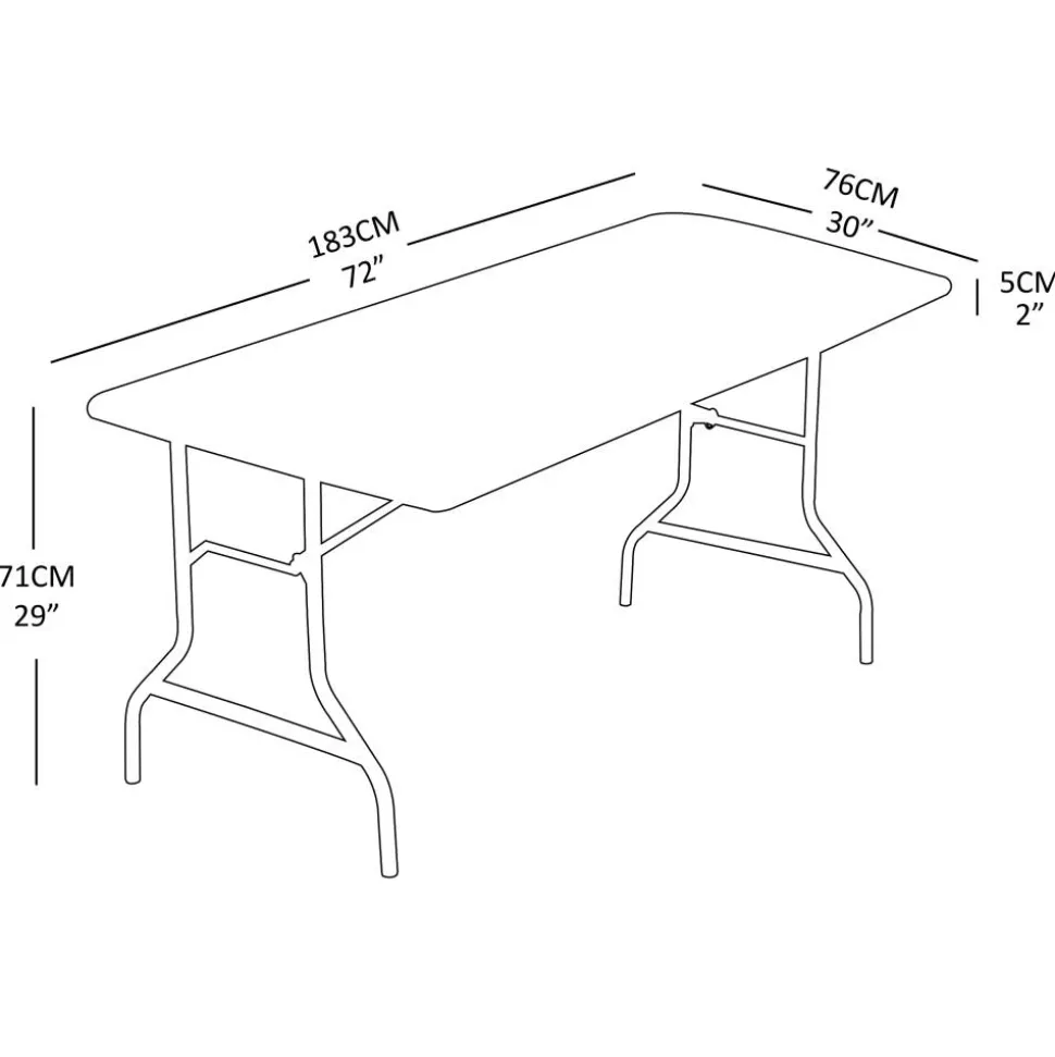 Molded Plastic Top Folding Table, 29"H x 72"W x 30"D, Gray Granite