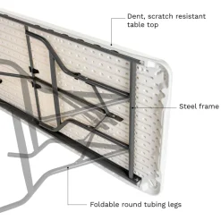 Molded Plastic Top Folding Table, 29