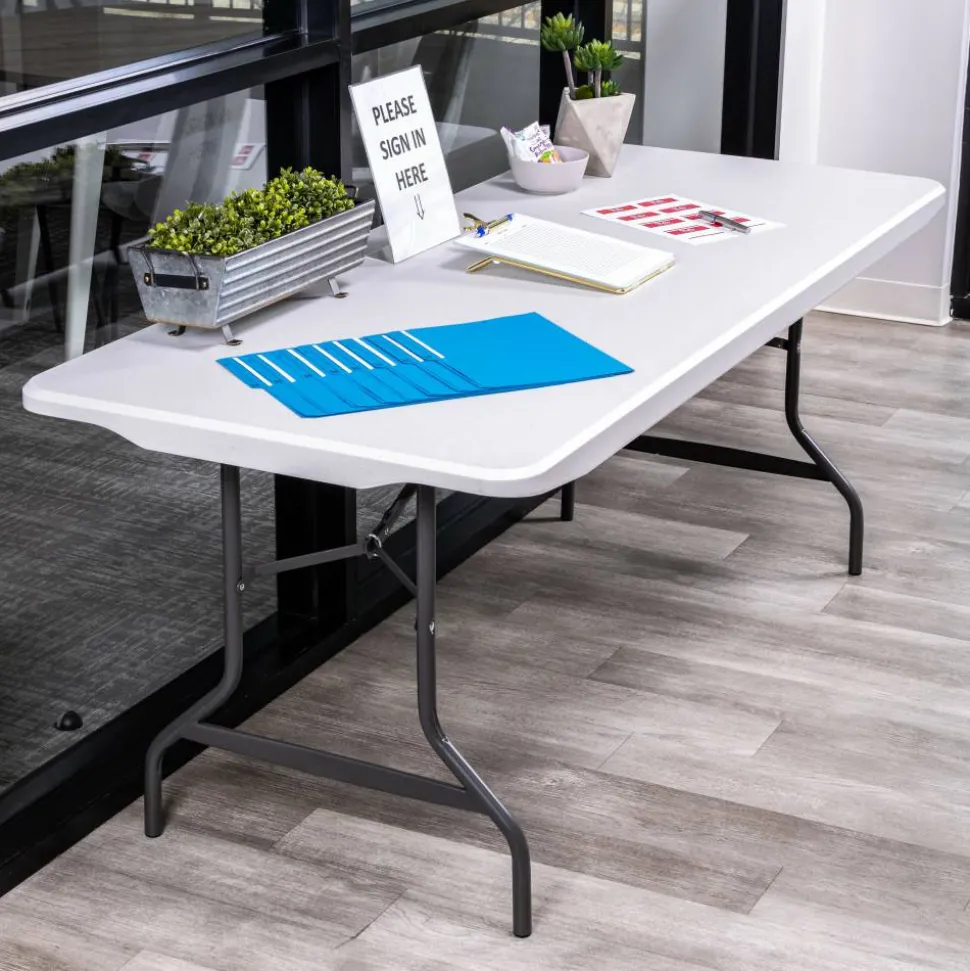 Molded Plastic Top Folding Table, 29"H x 72"W x 30"D, Gray Granite