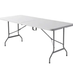 Molded Plastic Top Folding Table with Handles, 29"H x 72"W x 29-1/4"D, Platinum/Charcoal