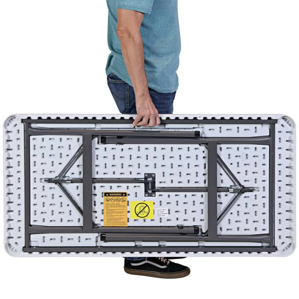 Molded Plastic Top Folding Table, 29"H x 48"W x 24"D, Platinum