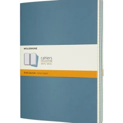 Moleskine Cahier Journals, Extra Large, 7.5" x 10", Ruled, 120 Pages, Brisk Blue, Set Of 3 Journals