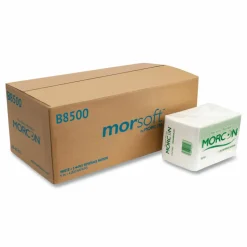 Morcon Tissue Morsoft Beverage Napkins, 1-Ply, 9 x 9, White, 500/Pack, 8 Packs/Carton