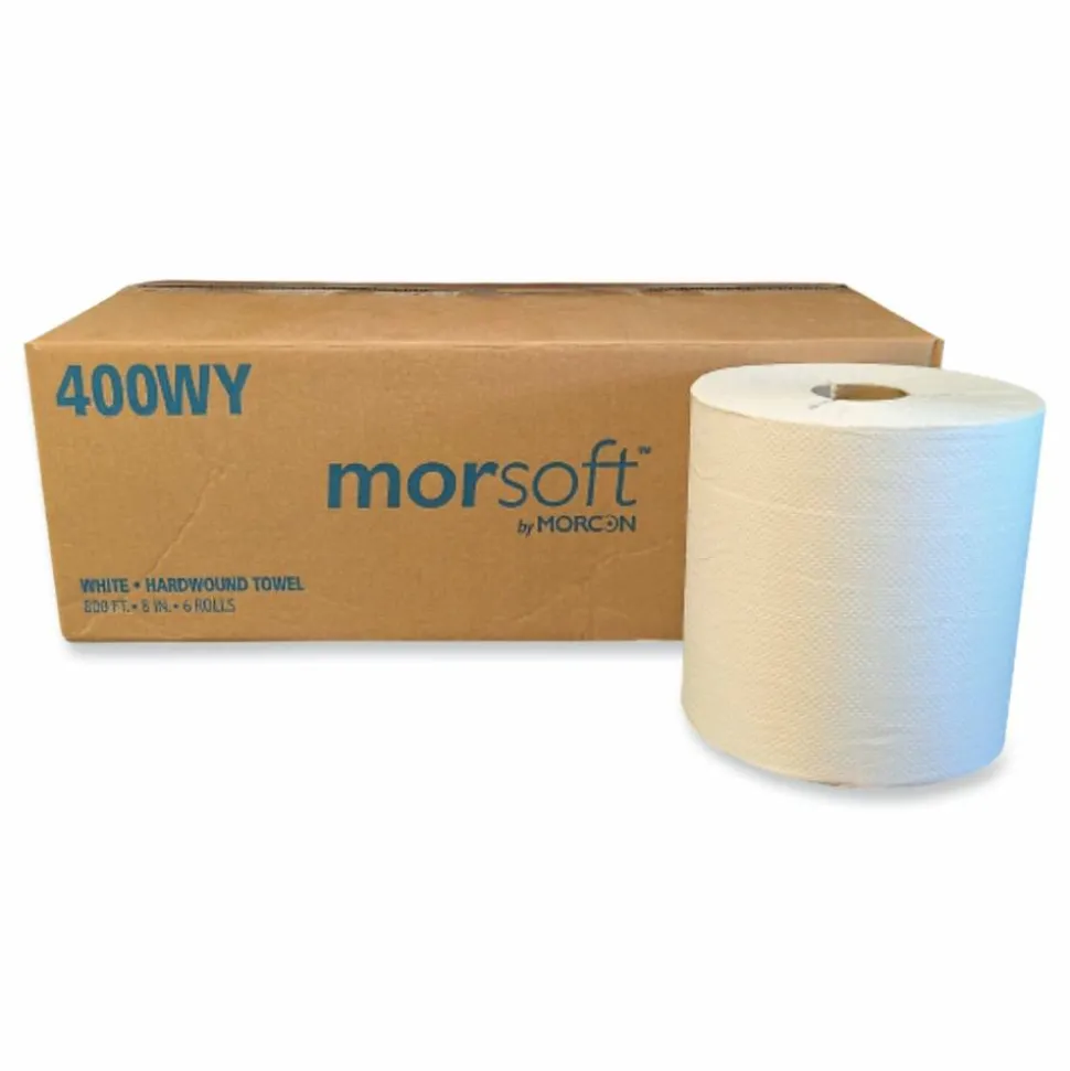 Morcon Tissue Morsoft Controlled Towels, Y-Notch, 1-Ply, 8" x 800 ft, White, 6 Rolls/Carton