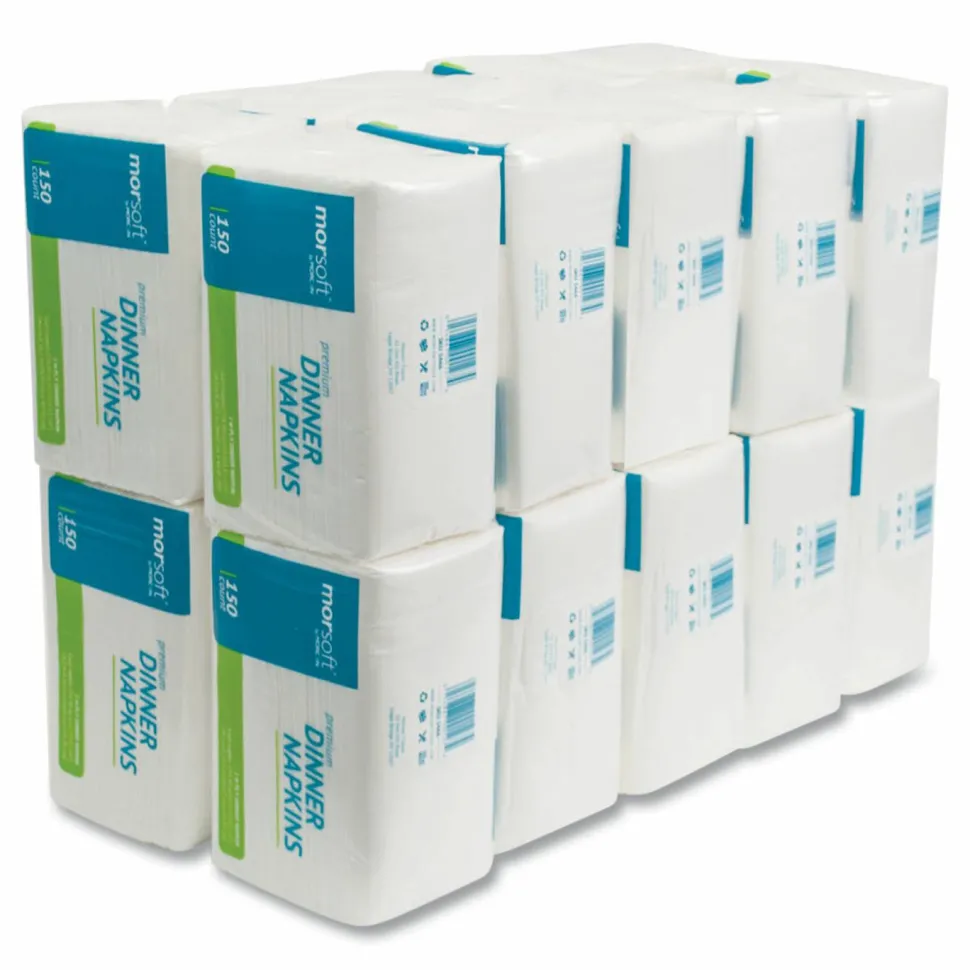 Morcon Tissue Morsoft Dinner Napkins, 2-Ply, 14.5 x 16.5, White, 3,000/Carton
