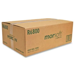 Morcon Tissue Morsoft Universal Roll Towels, 1-Ply, 8" x 800 ft, Brown, 6 Rolls/Carton