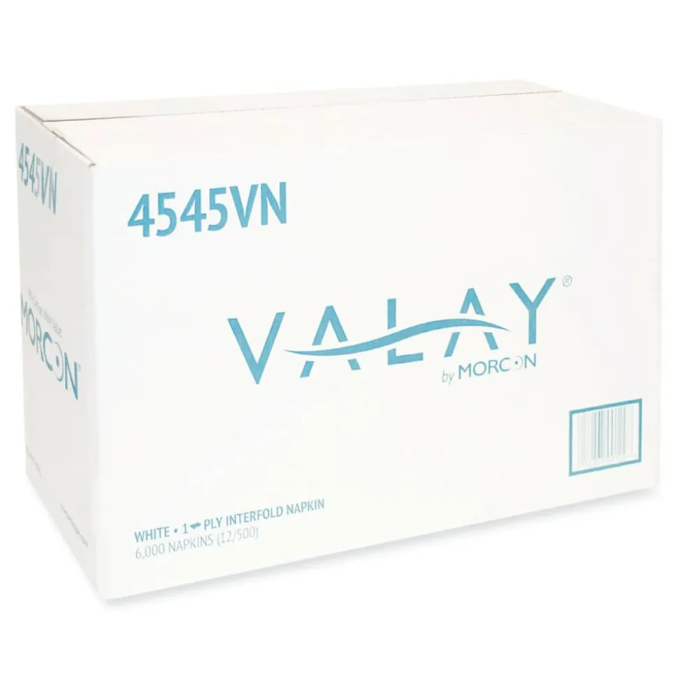 Morcon Tissue Valay Interfolded Napkins, 1-Ply, White, 6.5 x 8.25, 6,000/Carton