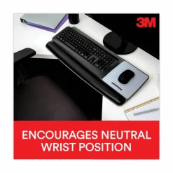 3M Precise Adjustable Platform For Keyboard And Mouse With Gel Wrist Rest, Black/Metallic Gray