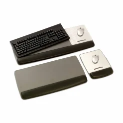 3M Precise Adjustable Platform For Keyboard And Mouse With Gel Wrist Rest, Black/Metallic Gray
