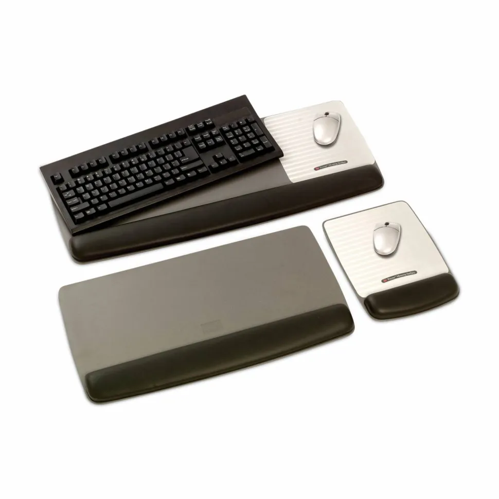 3M Precise Adjustable Platform For Keyboard And Mouse With Gel Wrist Rest, Black/Metallic Gray
