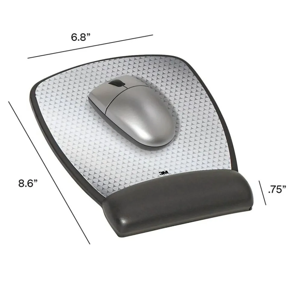 3M Precise Mouse Pad With Gel Wrist Rest, Compact, Black