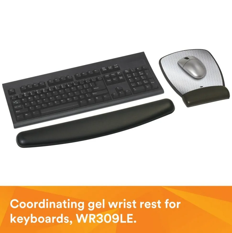 3M Precise Mouse Pad With Gel Wrist Rest, Compact, Black