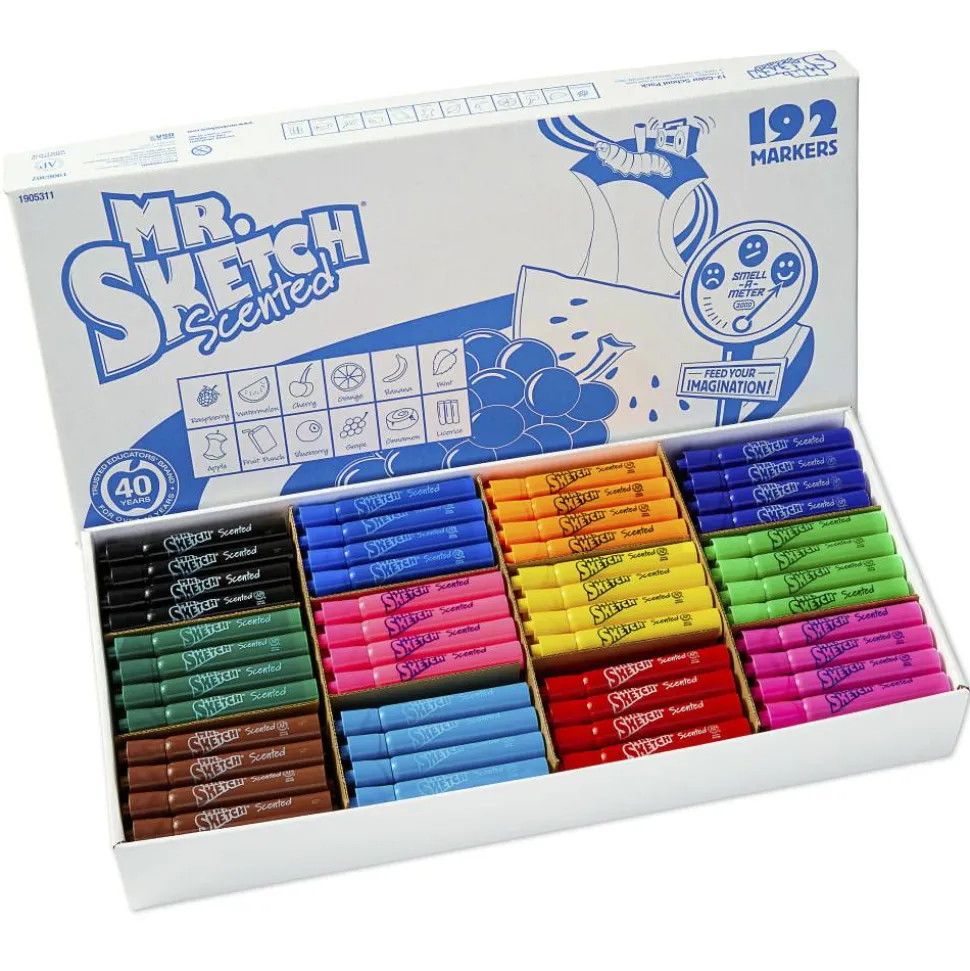 Mr. Sketch Scented Markers, Class Pack, Assorted Colors, Pack Of 192