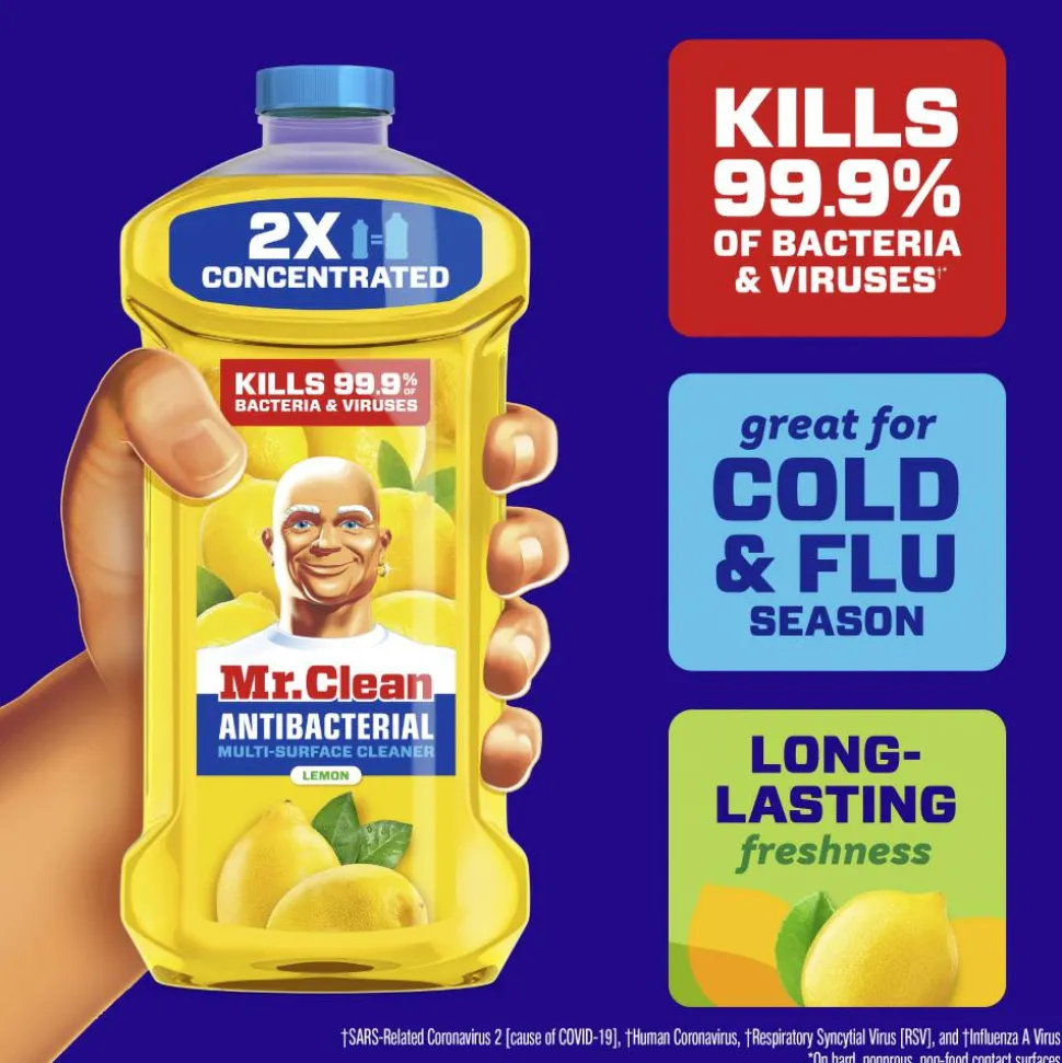 Mr. Clean Antibacterial All Purpose Floor Cleaner, Lemon Scent, 64 Oz