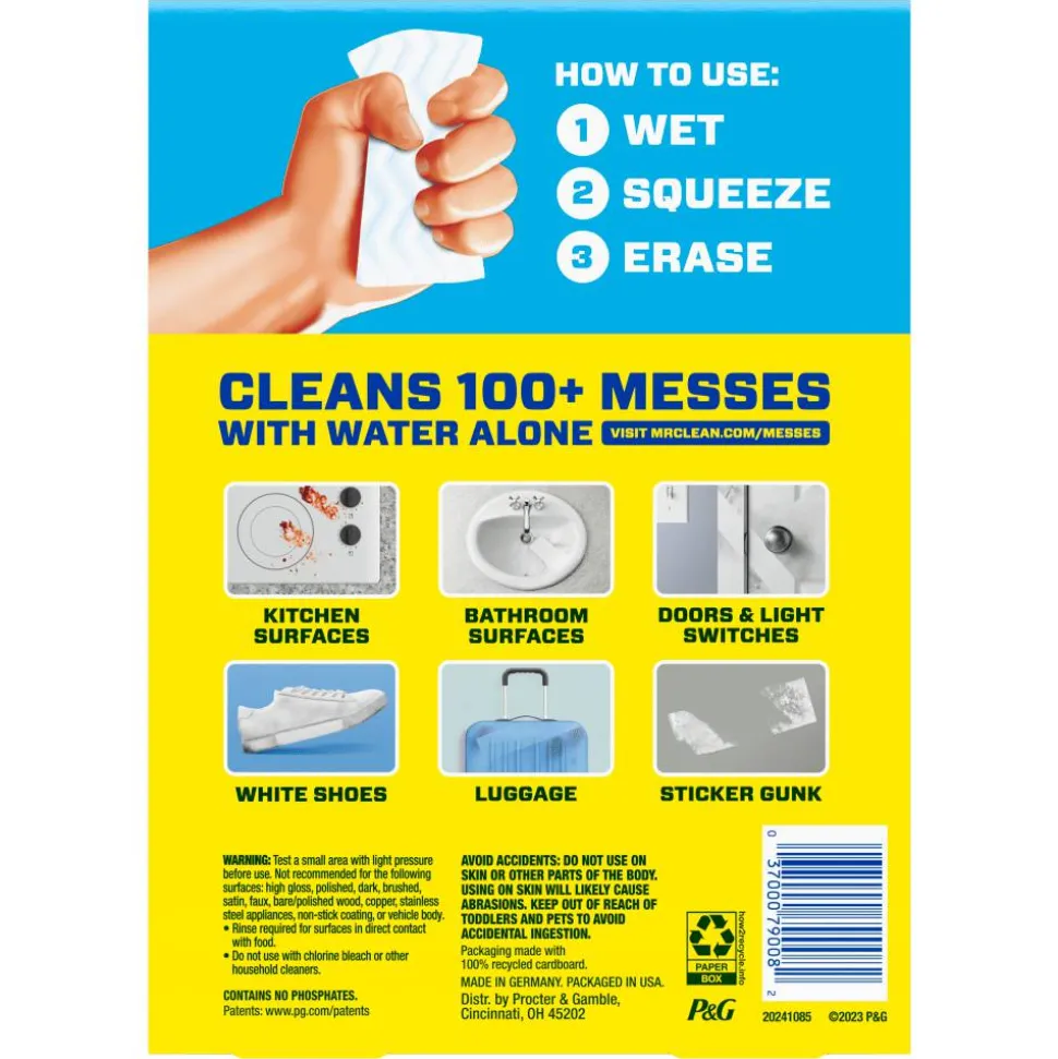 Mr. Clean Magic Eraser Sponges, Original, 3 Sponges Per Pack, Case Of 12 Packs