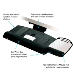 3M Sit/Stand Adjustable Keyboard Tray, Black