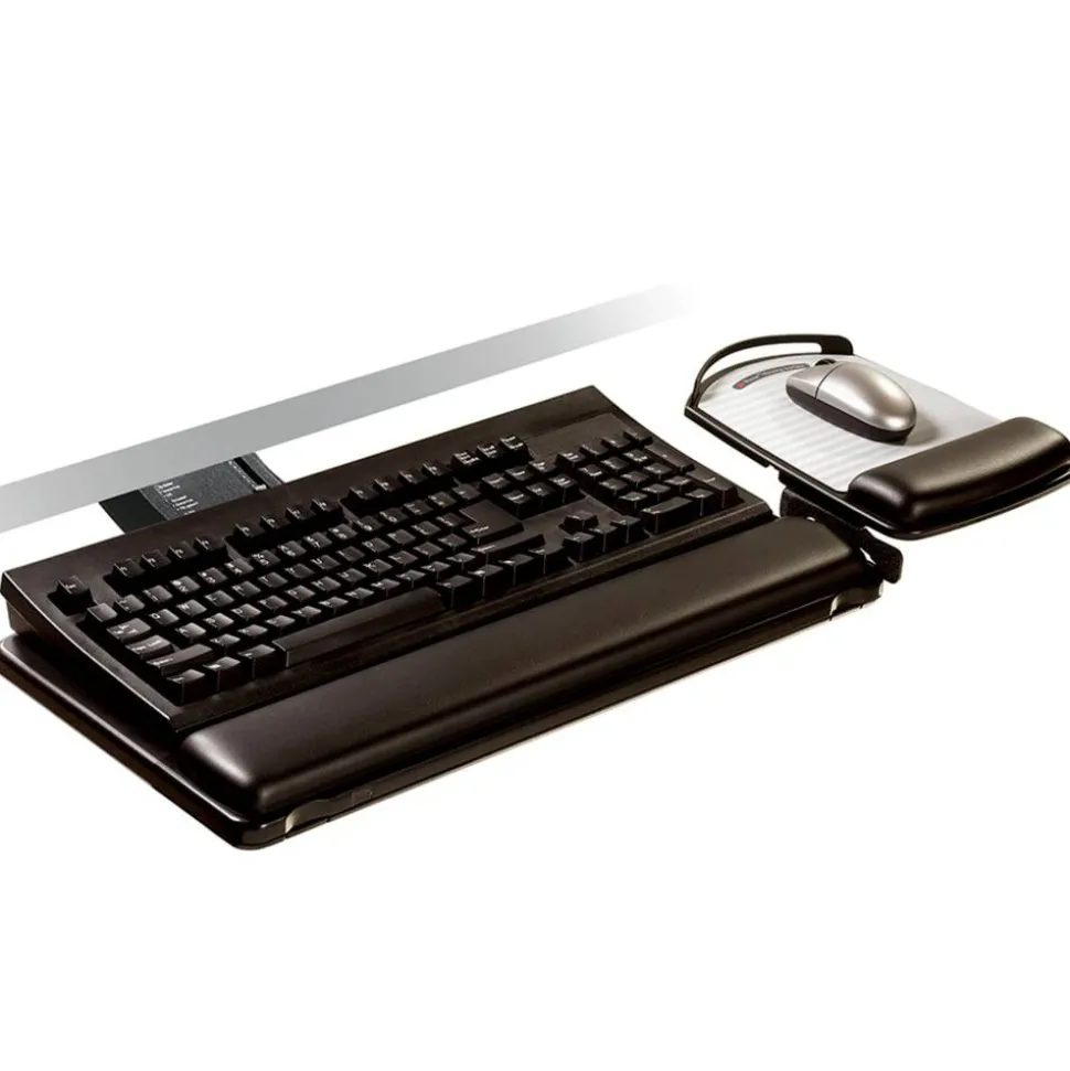 3M Sit/Stand Adjustable Keyboard Tray, Black