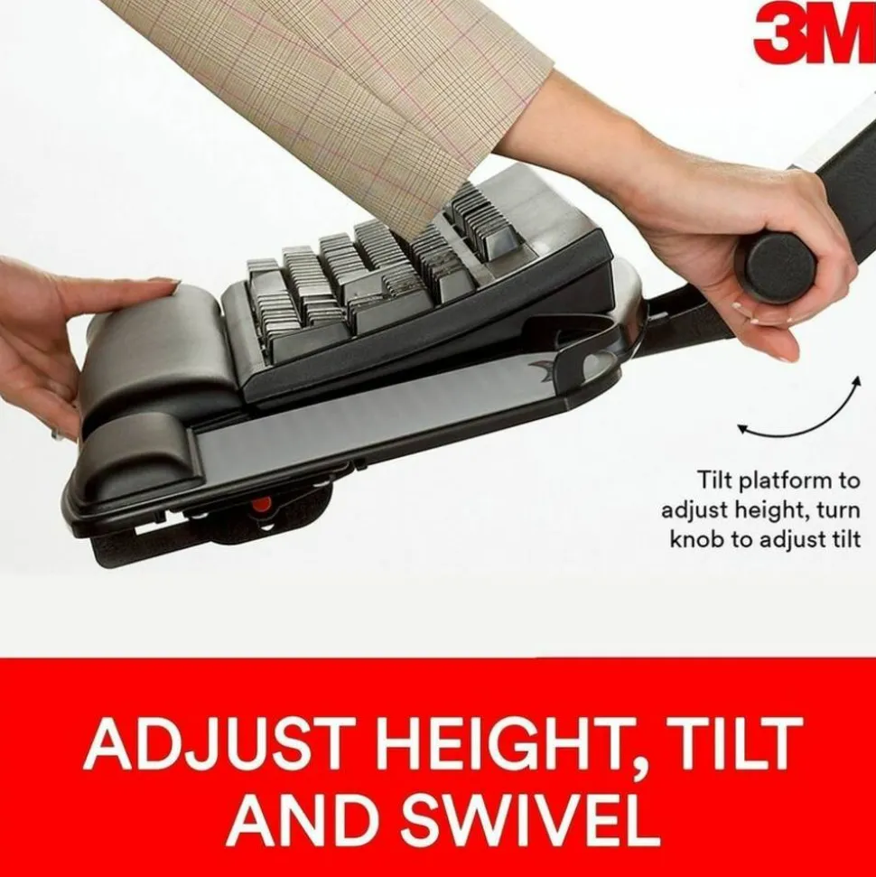 3M Sit/Stand Adjustable Keyboard Tray, Black
